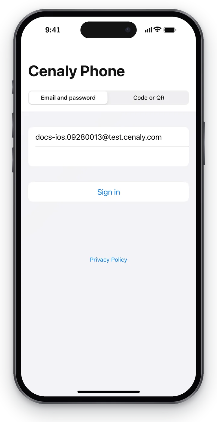 The filled-in sign-in screen: the employee's email and the “Sign in” button