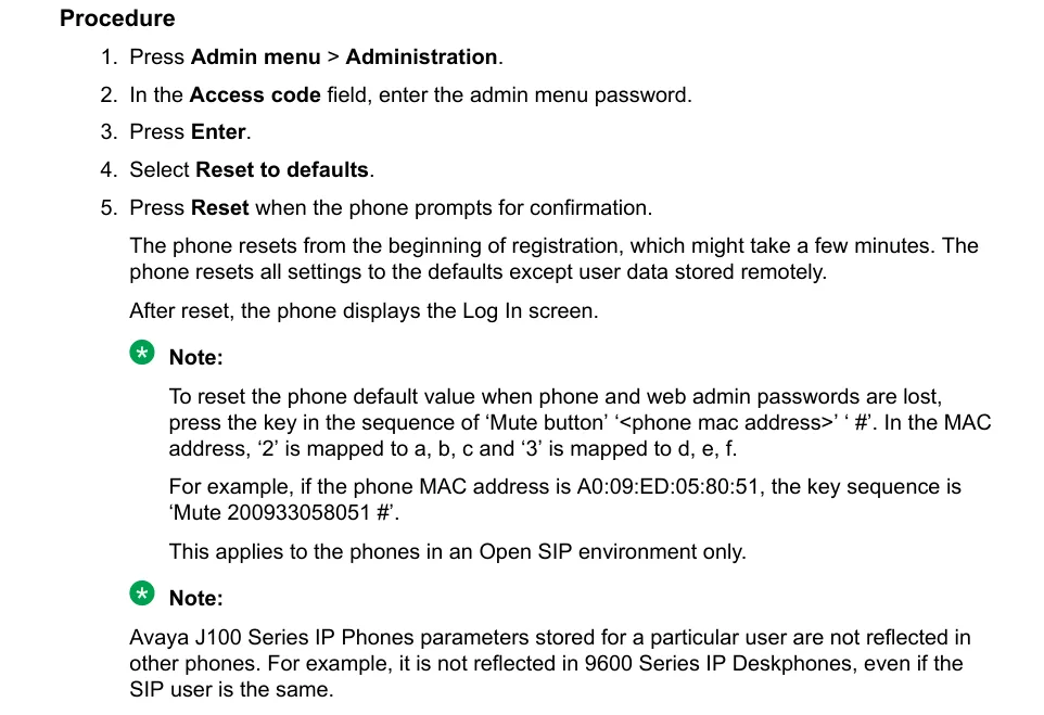 Процедура Reset to defaults и аварийная комбинация Mute + MAC + #