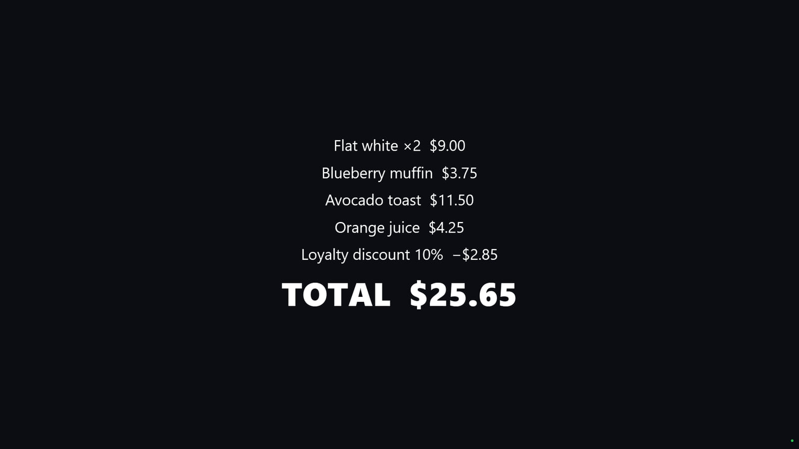 Ticket and total in Cenaly Customer Display for Windows